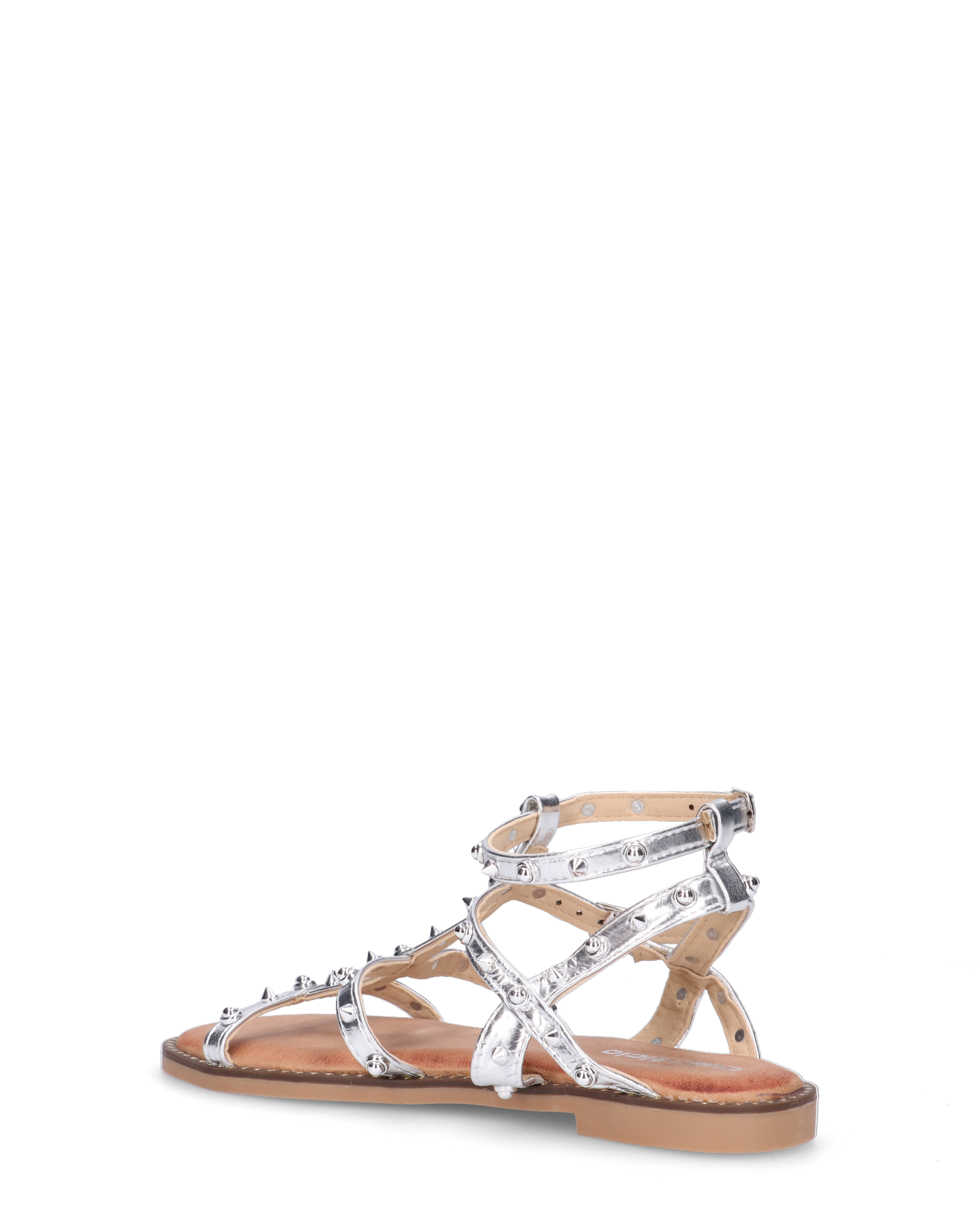 CHETNA - sandali argentati con borchie