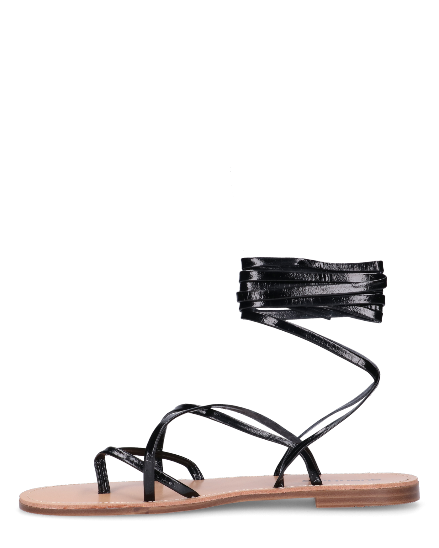 CRESSIDA - sandali bassi beige con cordini nero