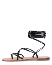 CRESSIDA - sandali bassi beige con cordini nero