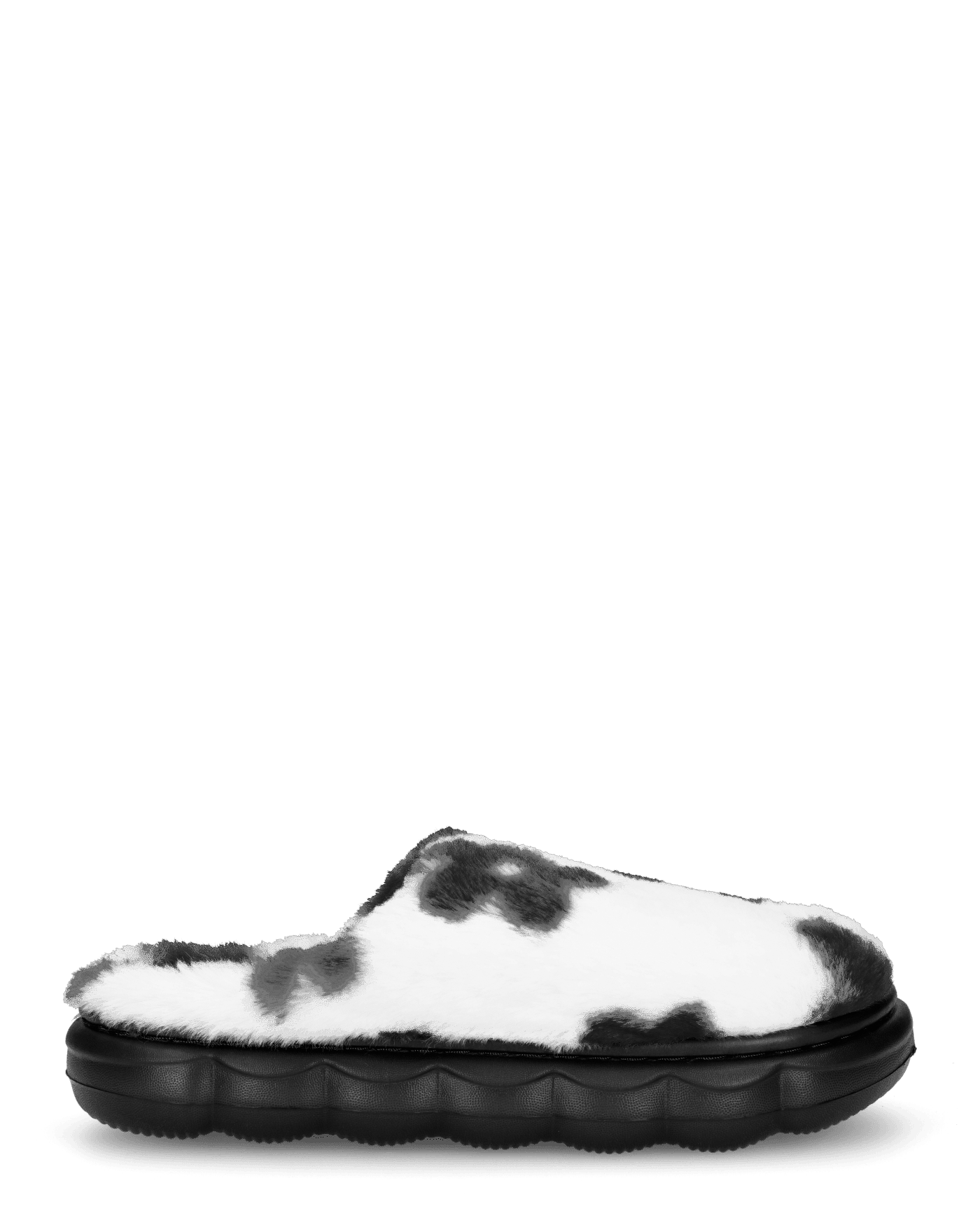 DAISY - pantofole platform in finta pelliccia con fiori decorativi neri