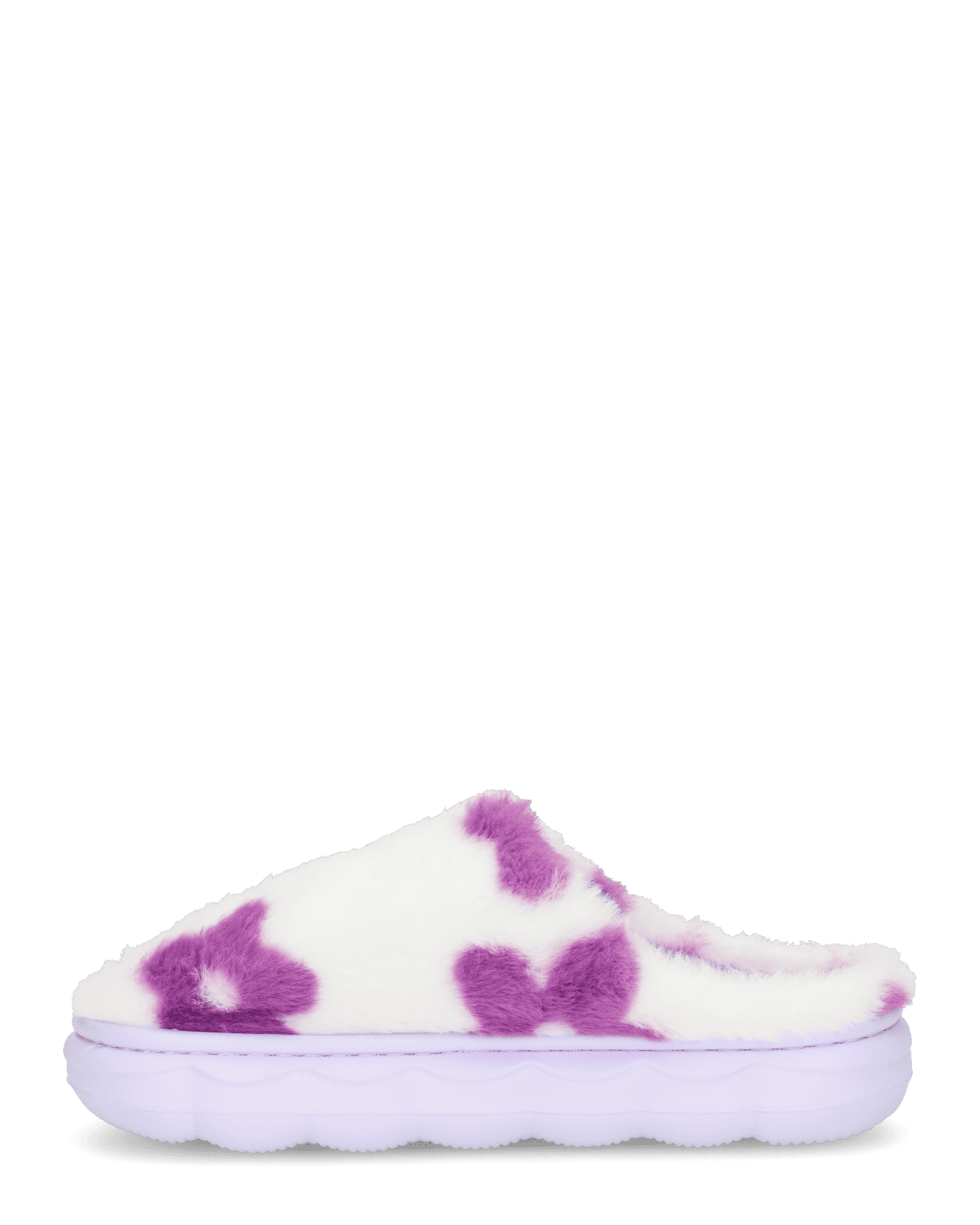 DAISY - pantofole platform in finta pelliccia con fiori decorativi fucsia