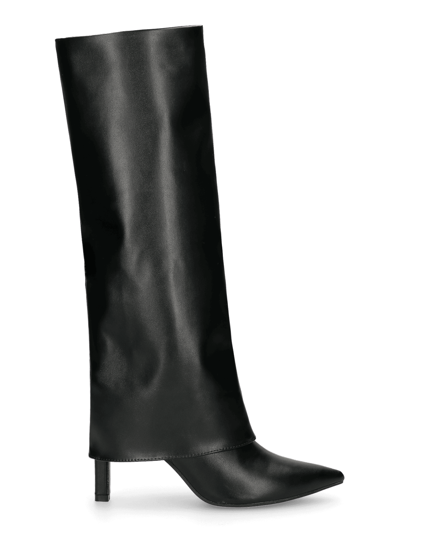 ELGA - stivale con tacco in ecopelle nera con risvolto