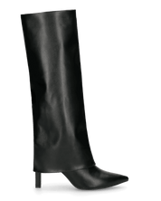 ELGA - stivale con tacco in ecopelle nera con risvolto