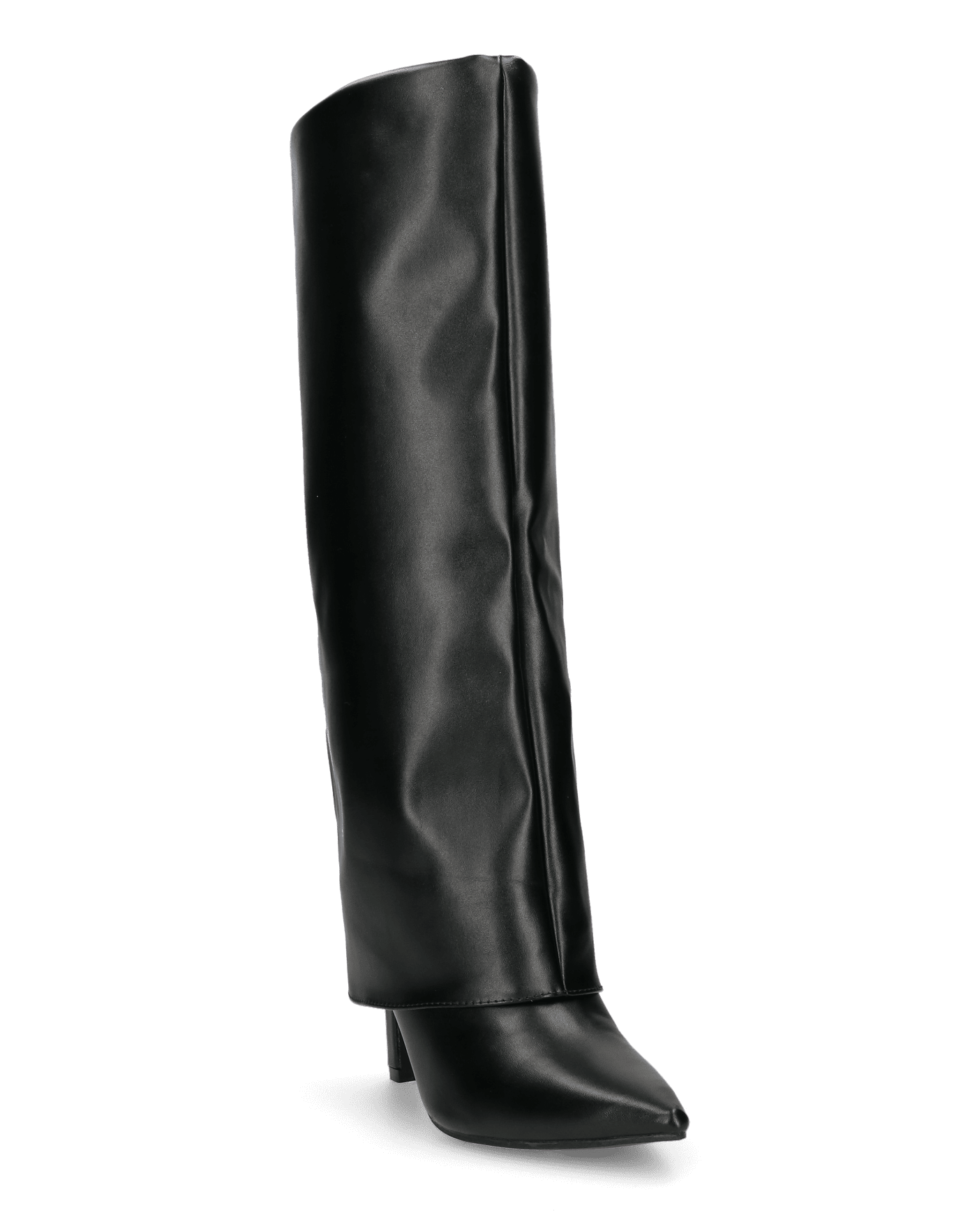 ELGA - stivale con tacco in ecopelle nera con risvolto