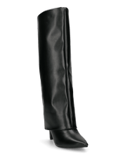 ELGA - stivale con tacco in ecopelle nera con risvolto