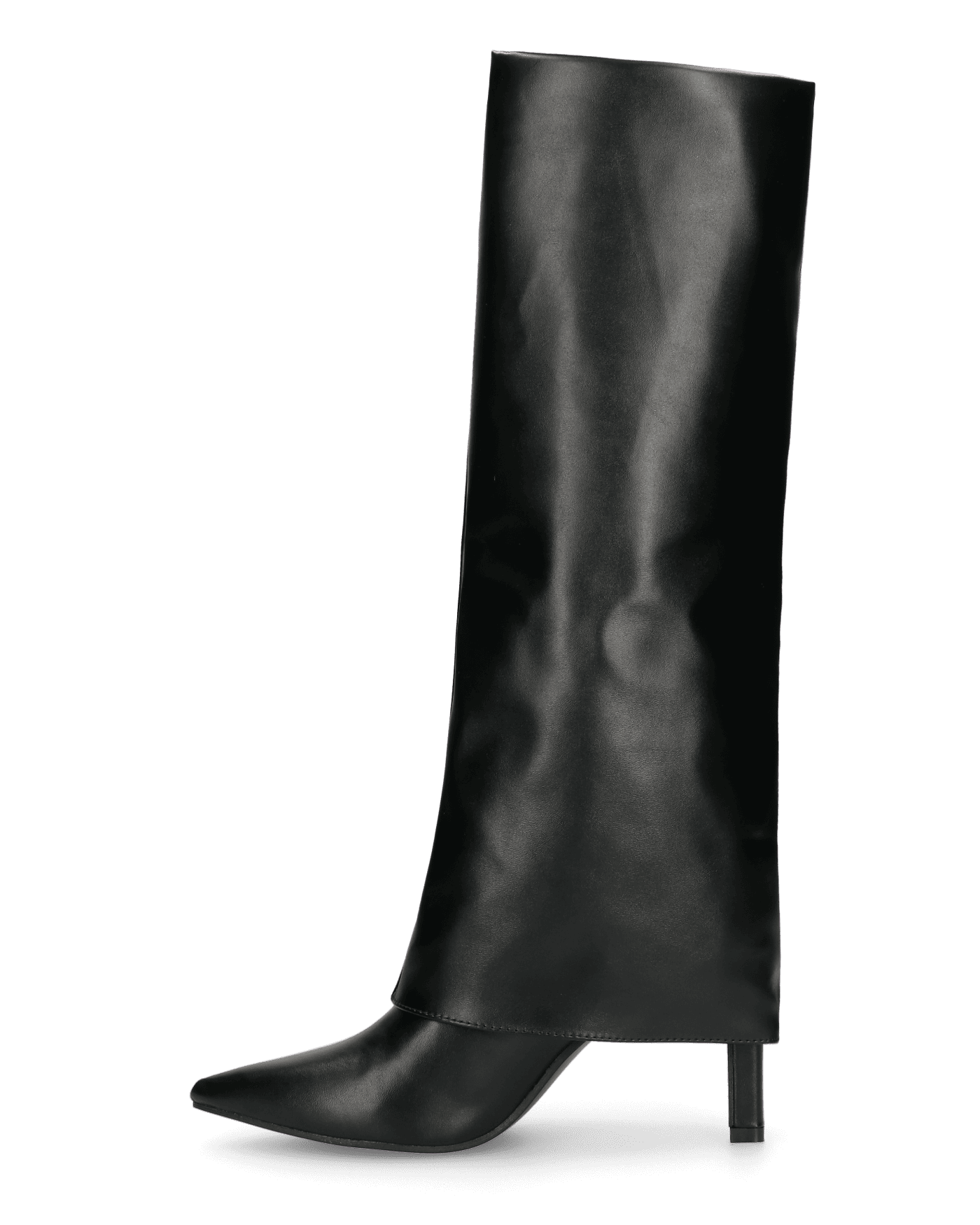 ELGA - stivale con tacco in ecopelle nera con risvolto