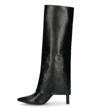 ELGA - stivale con tacco in ecopelle nera con risvolto