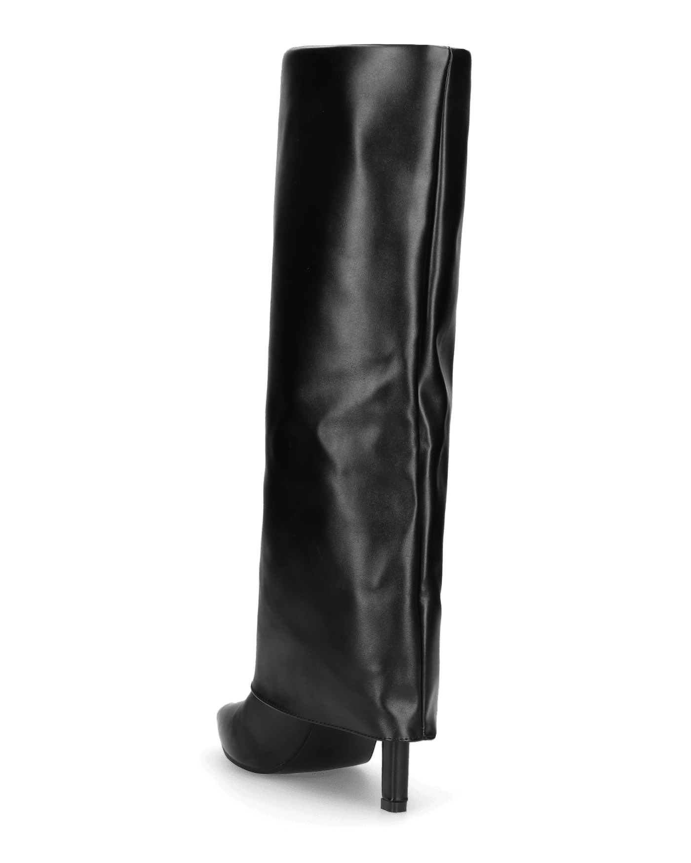 ELGA - stivale con tacco in ecopelle nera con risvolto
