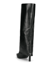 ELGA - stivale con tacco in ecopelle nera con risvolto