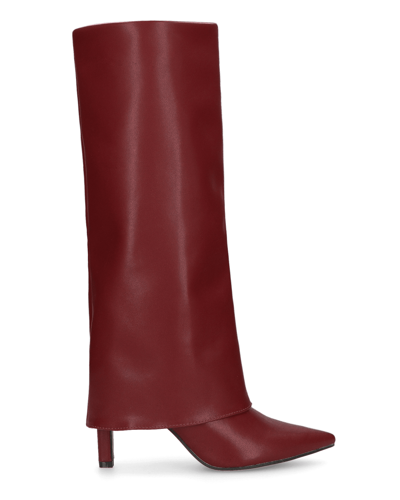 ELGA - stivale con tacco in ecopelle bordeaux con risvolto