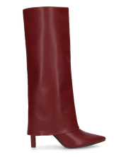 ELGA - stivale con tacco in ecopelle bordeaux con risvolto