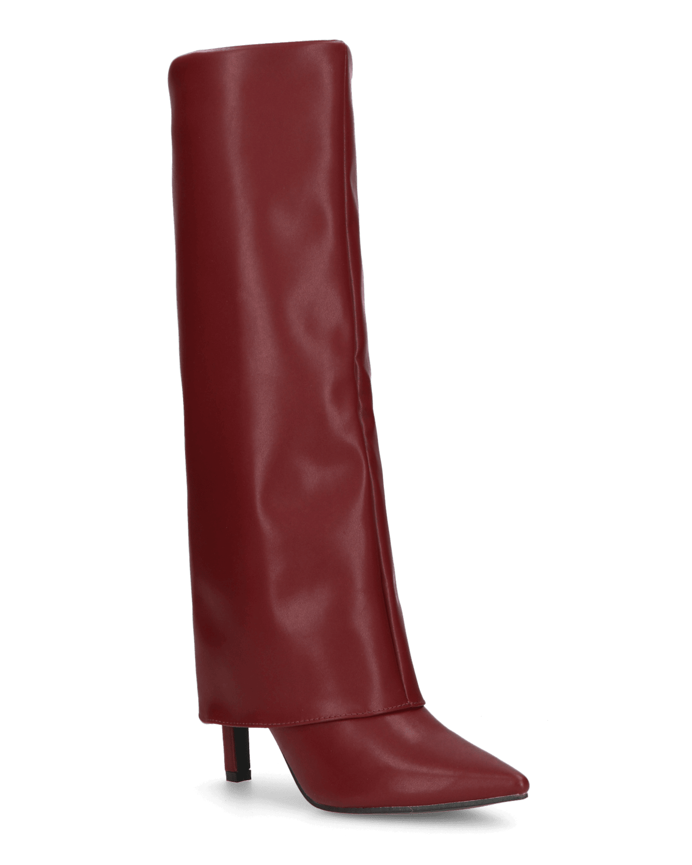 ELGA - stivale con tacco in ecopelle bordeaux con risvolto