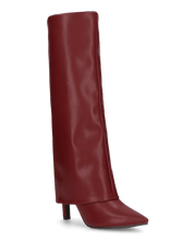 ELGA - stivale con tacco in ecopelle bordeaux con risvolto