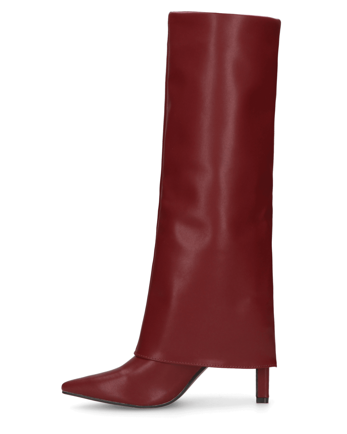 ELGA - stivale con tacco in ecopelle bordeaux con risvolto