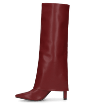 ELGA - stivale con tacco in ecopelle bordeaux con risvolto