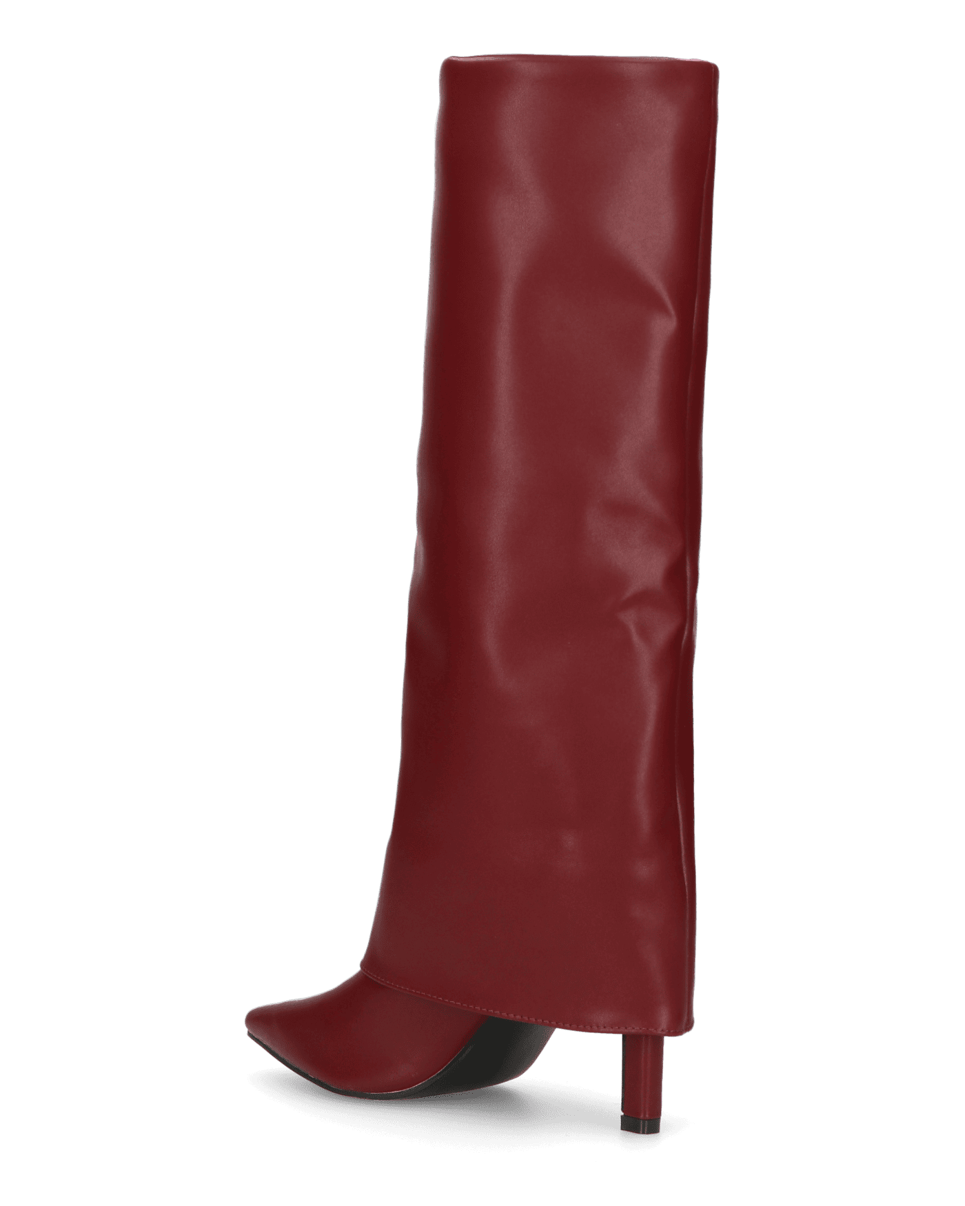 ELGA - stivale con tacco in ecopelle bordeaux con risvolto