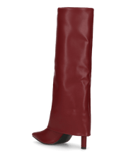 ELGA - stivale con tacco in ecopelle bordeaux con risvolto