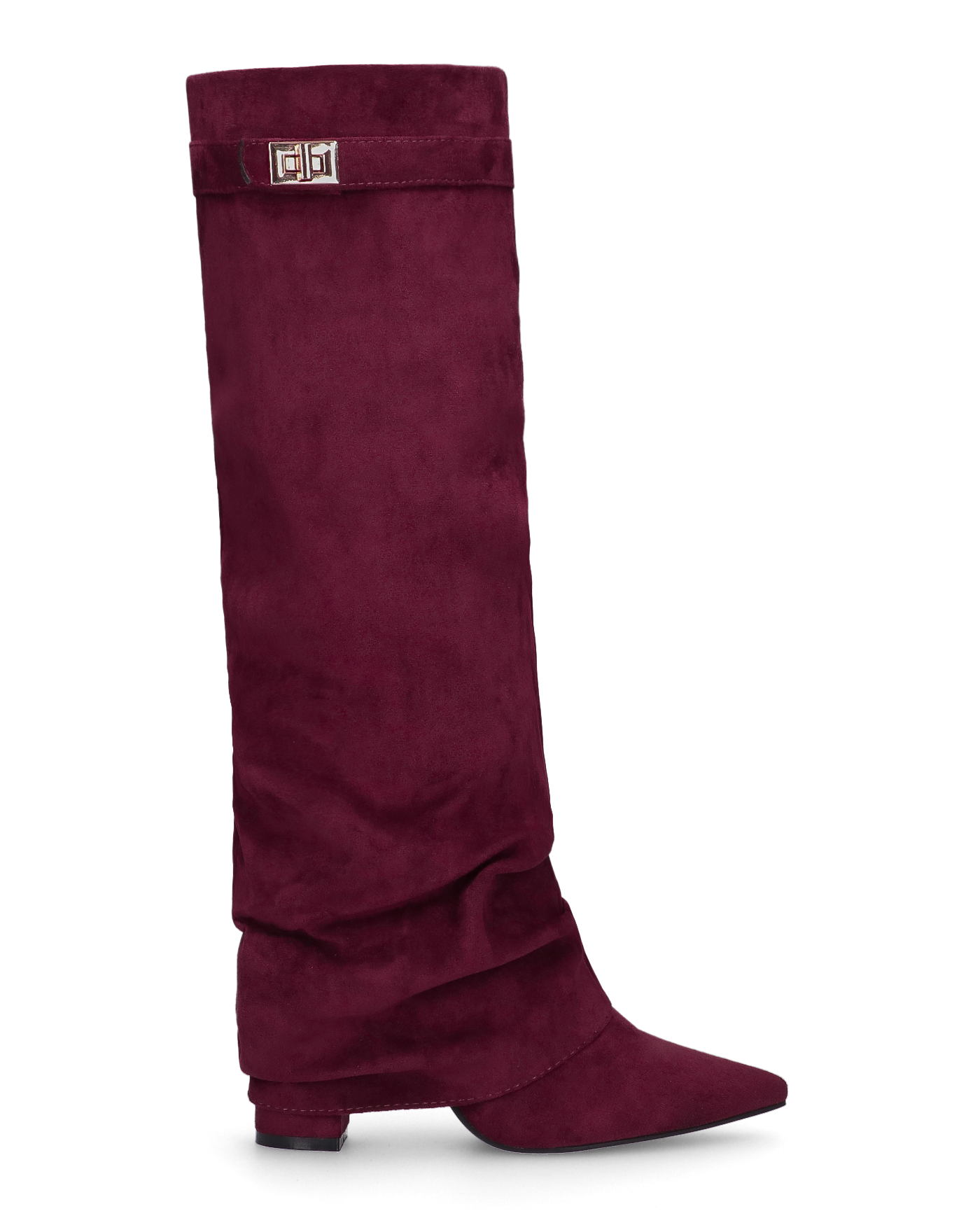 ELLENI - stivali in camoscio bordeaux con risvolto e zip laterale