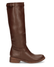 ESTIA - stivali alti marroni con cinturino e cerniera laterale