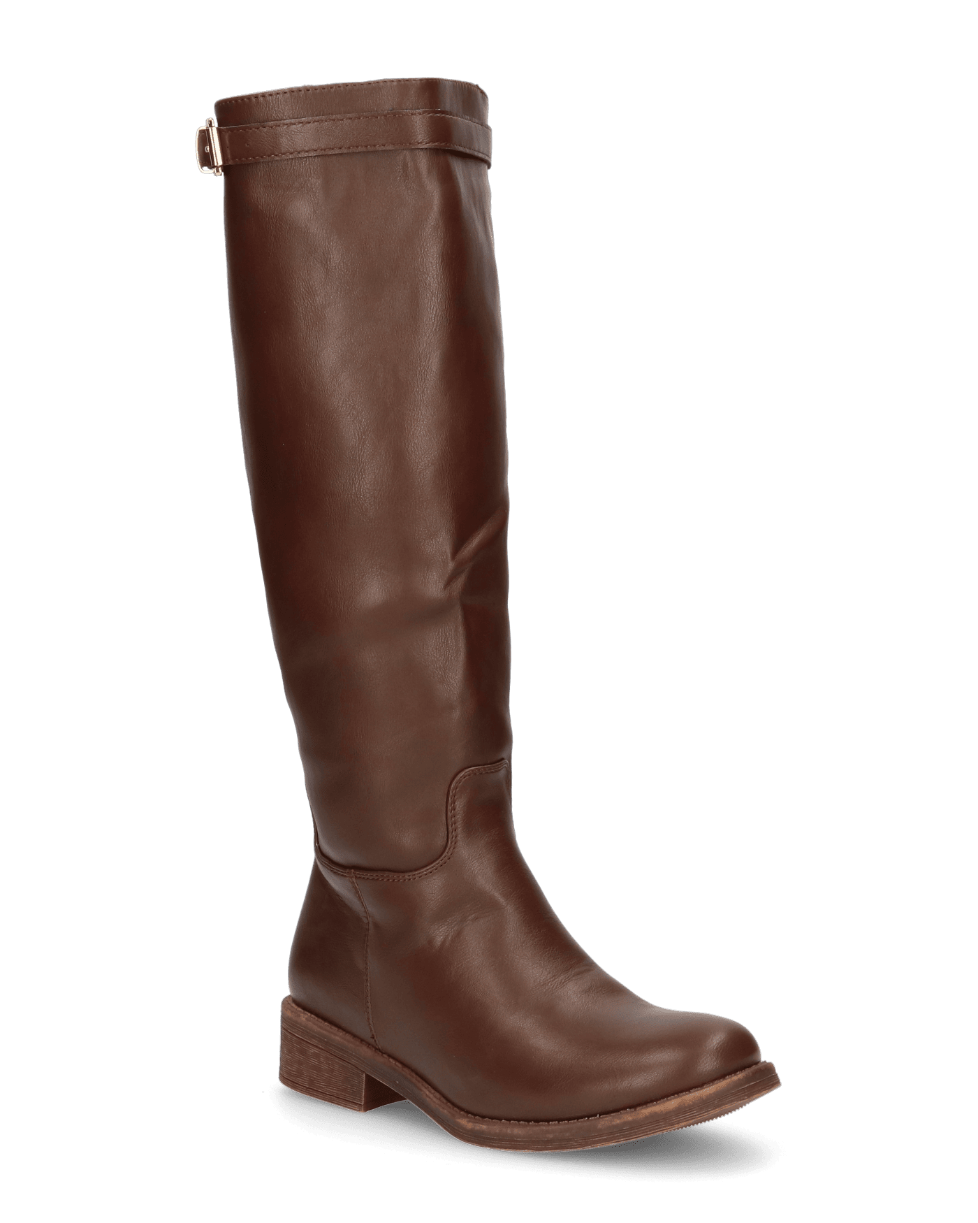 ESTIA - stivali alti marroni con cinturino e cerniera laterale