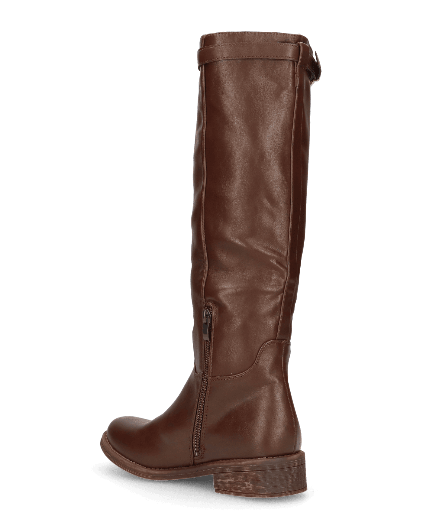 ESTIA - stivali alti marroni con cinturino e cerniera laterale