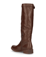 ESTIA - stivali alti marroni con cinturino e cerniera laterale