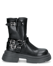 FOSCA - stivaletti con borchie e cinturini in ecopelle nera