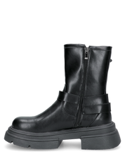 FOSCA - stivaletti con borchie e cinturini in ecopelle nera