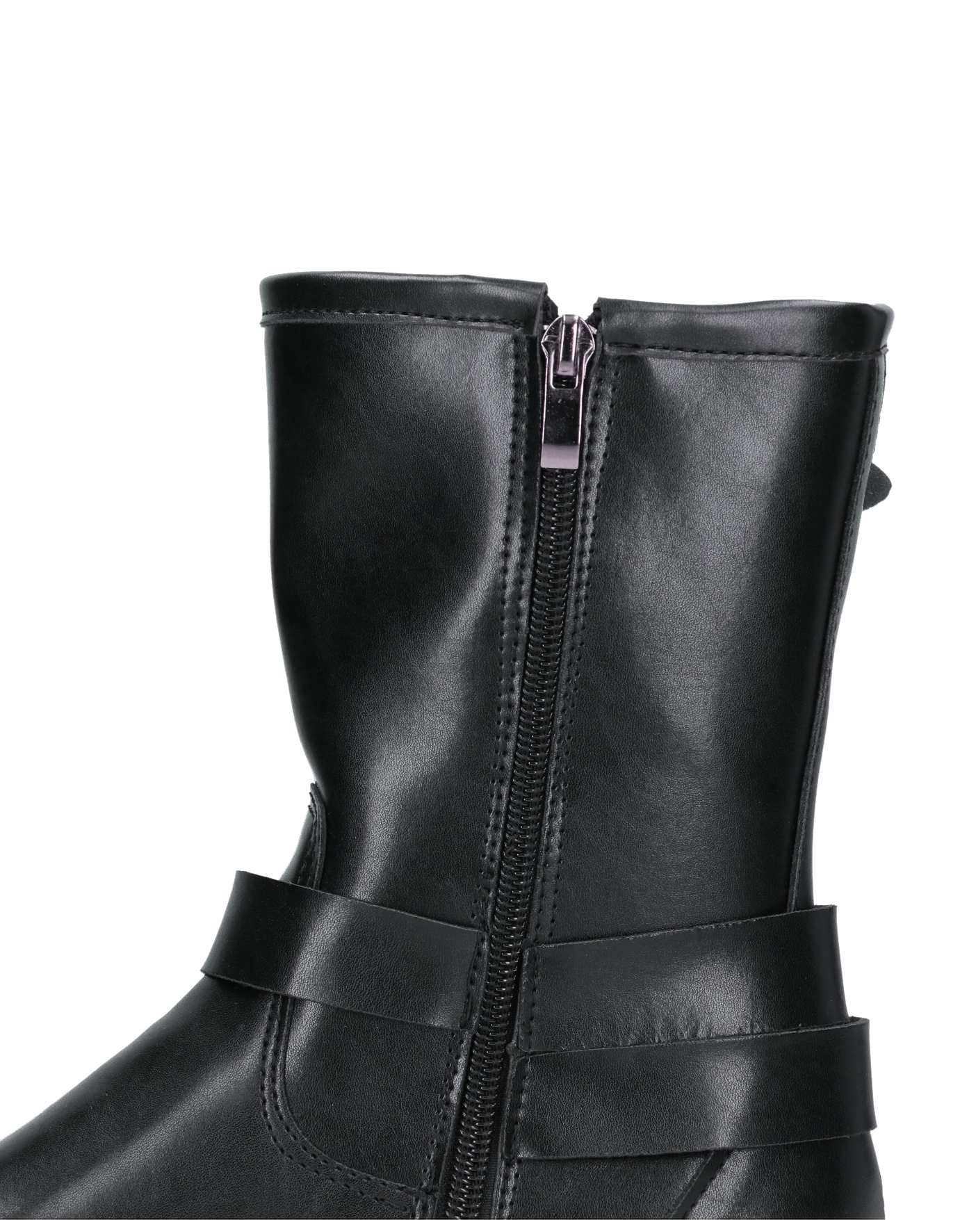 FOSCA - stivaletti con borchie e cinturini in ecopelle nera