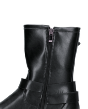 FOSCA - stivaletti con borchie e cinturini in ecopelle nera