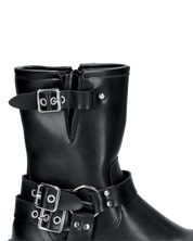 FOSCA - stivaletti con borchie e cinturini in ecopelle nera