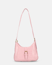 FAHY  - borsa a tracolla rosa con chiusura magnetica e trama pitonata