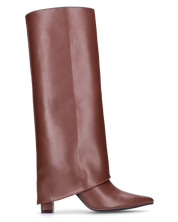 FEDRIKA -  Stivale 2 in 1 in ecopelle marrone: da stivale alto a stivaletto con un semplice gesto