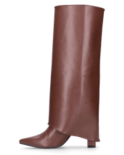 FEDRIKA -  Stivale 2 in 1 in ecopelle marrone: da stivale alto a stivaletto con un semplice gesto