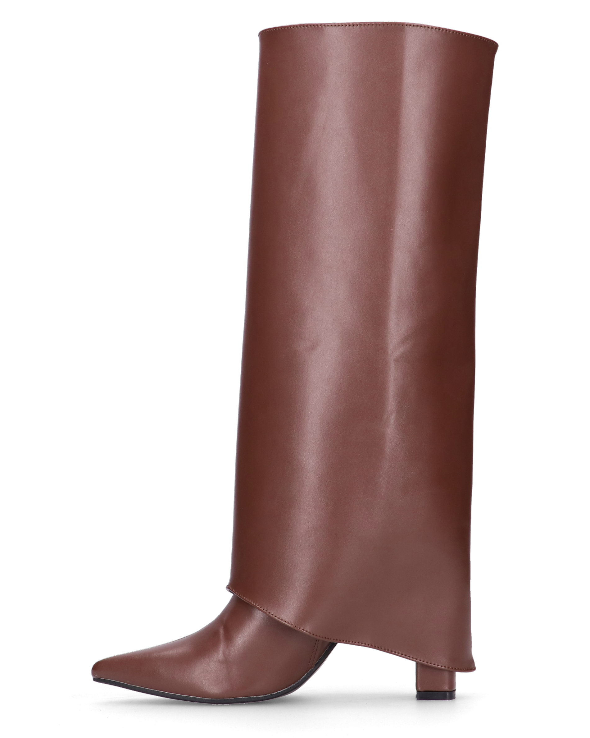 FEDRIKA -  Stivale 2 in 1 in ecopelle marrone: da stivale alto a stivaletto con un semplice gesto