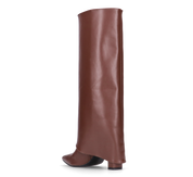 FEDRIKA -  Stivale 2 in 1 in ecopelle marrone: da stivale alto a stivaletto con un semplice gesto