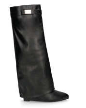 FLAVIA - stivale alto in nero con risvolto e cerniera