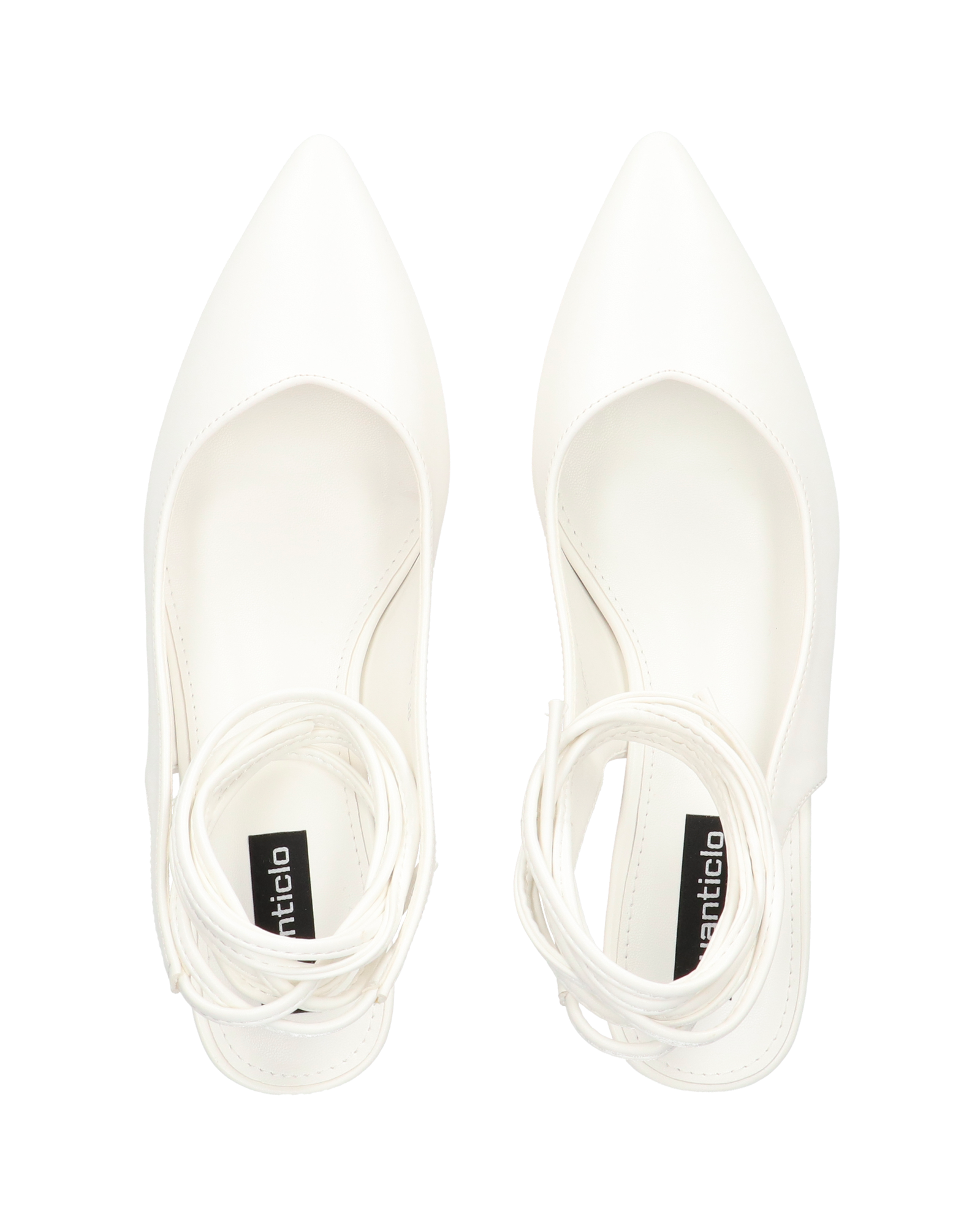 FLORIDA - decolette bianchi con tacco quadrato e lacci