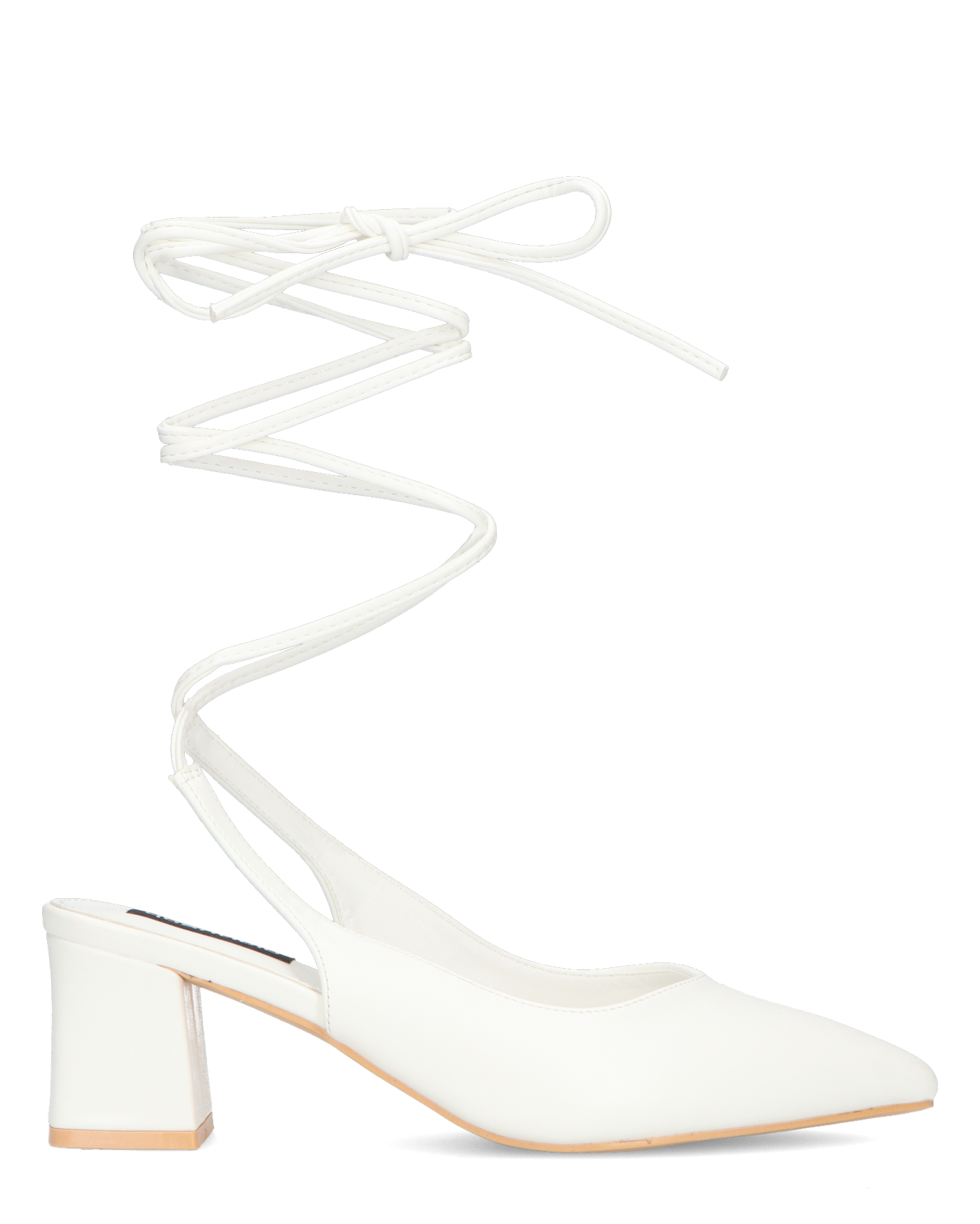 FLORIDA - decolette bianchi con tacco quadrato e lacci
