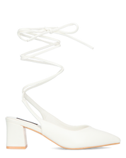 FLORIDA - decolette bianchi con tacco quadrato e lacci