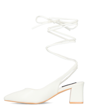 FLORIDA - decolette bianchi con tacco quadrato e lacci