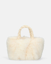 FURRY - borsetta a mano in pelliccia bianca con tracolla inseribile
