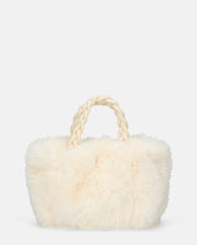 FURRY - borsetta a mano in pelliccia bianca con tracolla inseribile