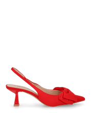 GLENDA - sandali in raso rosso con fiocco decorativo