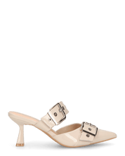 HADIYA - sabot a punta in vernice beige con fibbie in argento