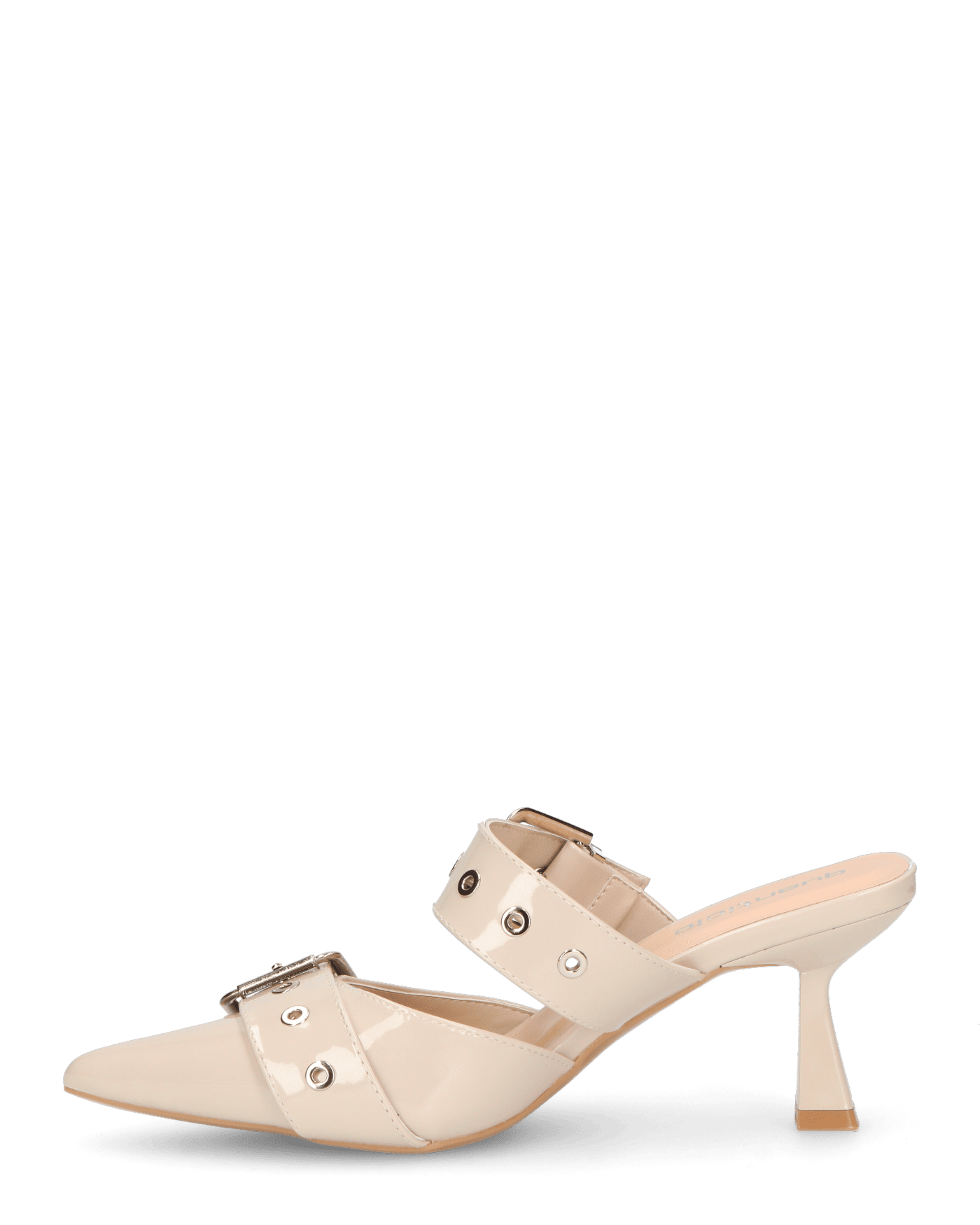 HADIYA - sabot a punta in vernice beige con fibbie in argento
