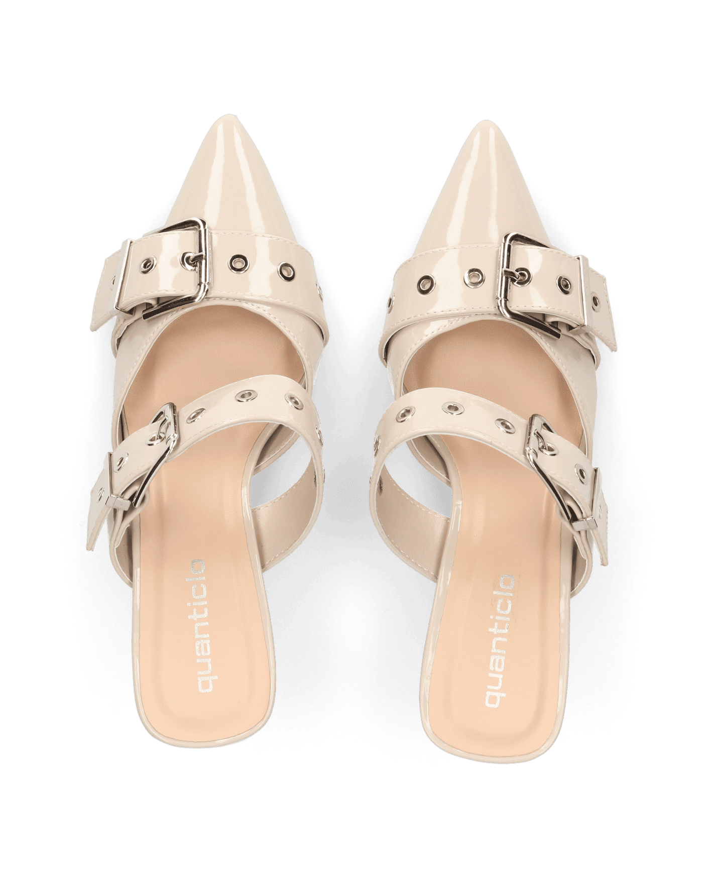 HADIYA - sabot a punta in vernice beige con fibbie in argento