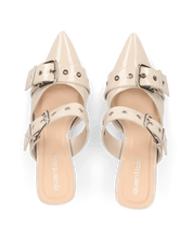 HADIYA - sabot a punta in vernice beige con fibbie in argento