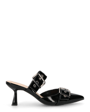 HADIYA - sabot a punta in vernice nera con fibbie in argento