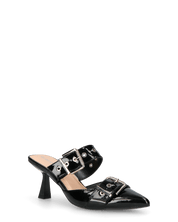 HADIYA - sabot a punta in vernice nera con fibbie in argento